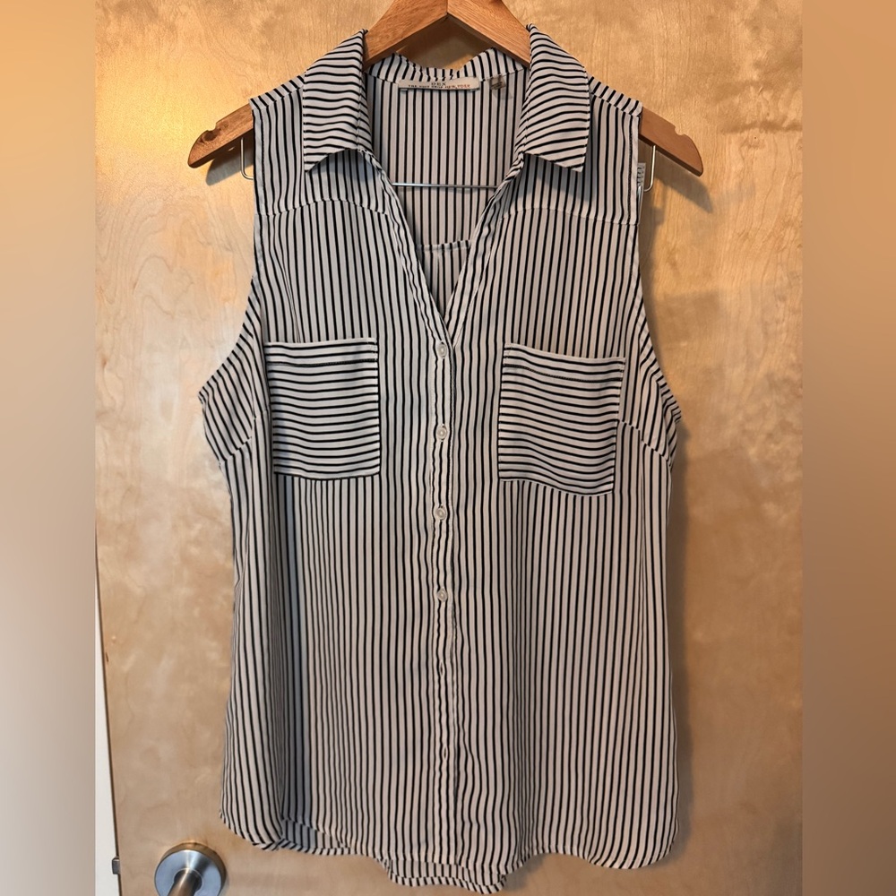 Dex Black and White Striped Button-Down Shirt